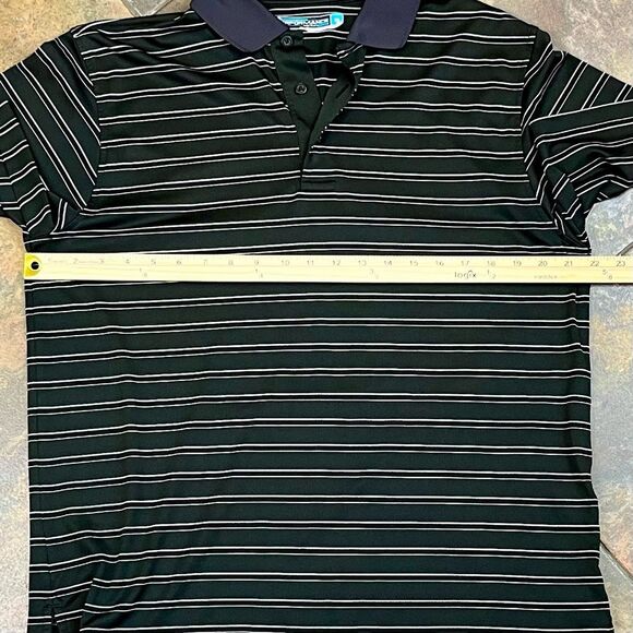 Roundtree & Yorke Performance Striped Polo Black White Medium - Picture 5 of 8